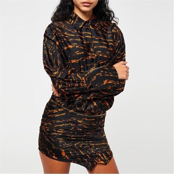 NWT The Attico Mini Black Shirt Dress Tiger Abstract Patterned 970€ Size S - Picture 7 of 17